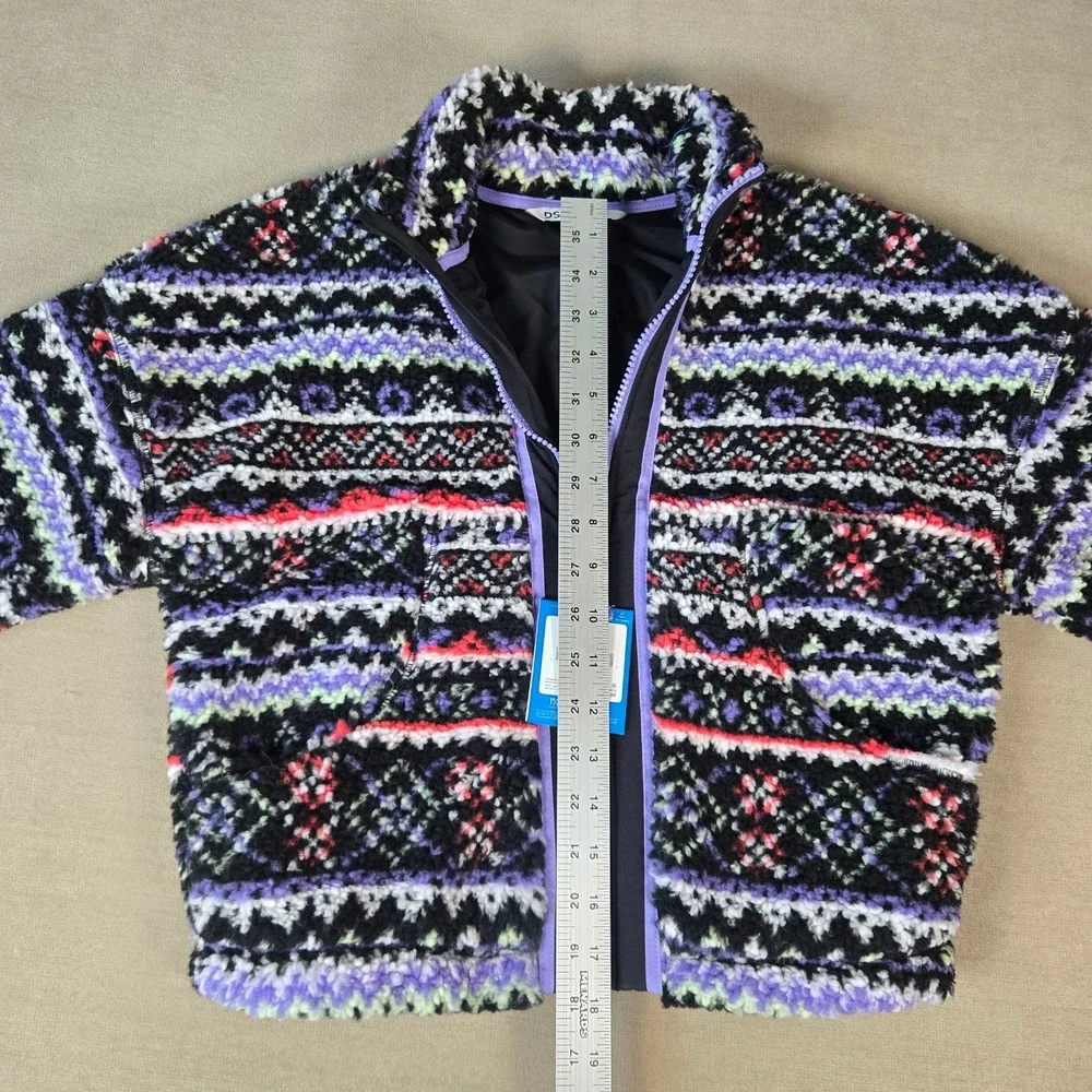 DSG Girls Cozy‎ Fleece Full Zip Jacket Small 8-9 Funky Fair Isle Youth Outerwear